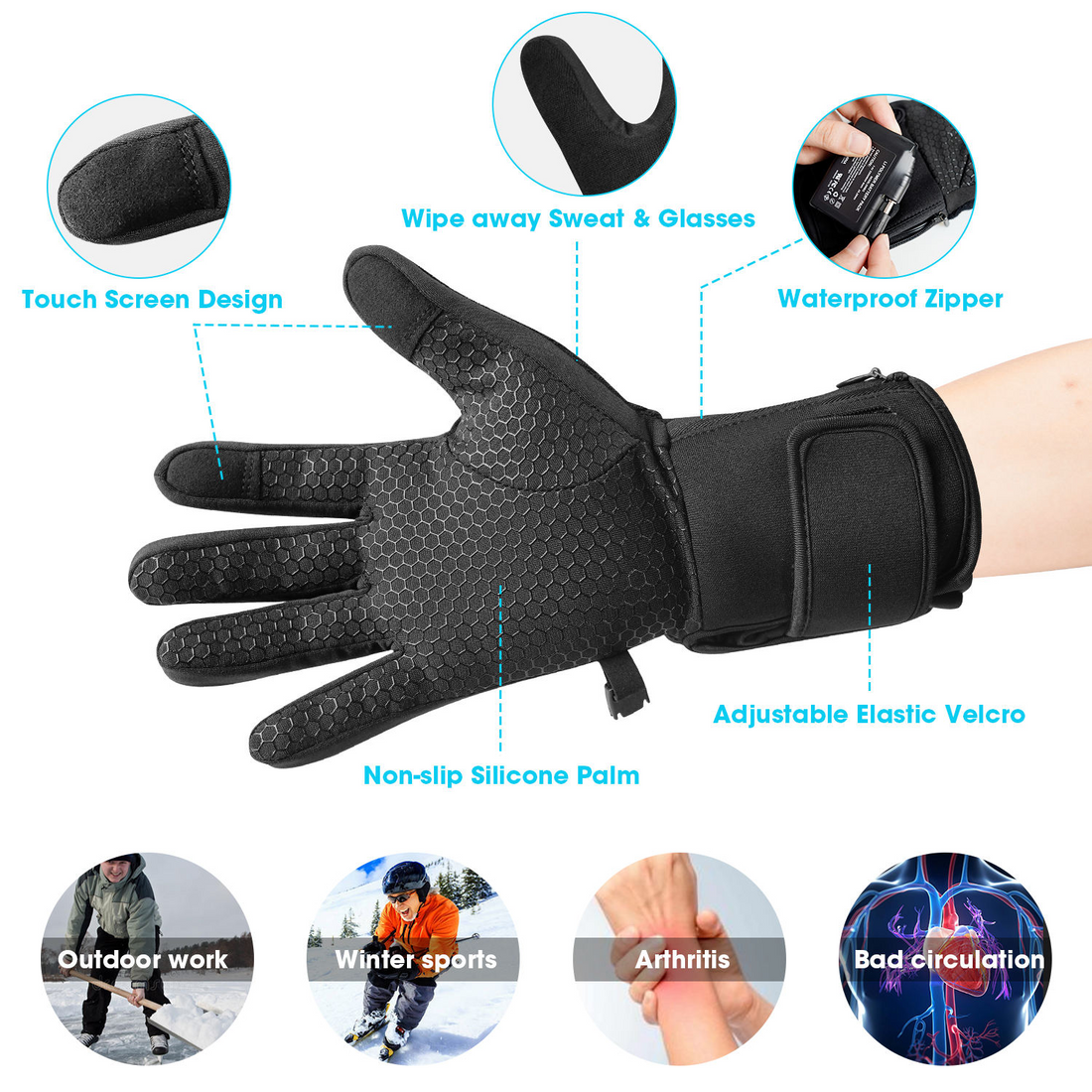 Heated Touchscreen Ski & Motorcycle Gloves